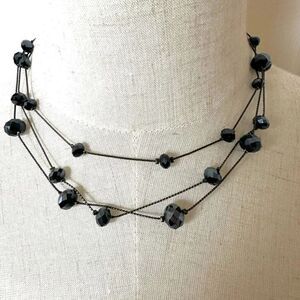 Black beaded multi strand necklace
